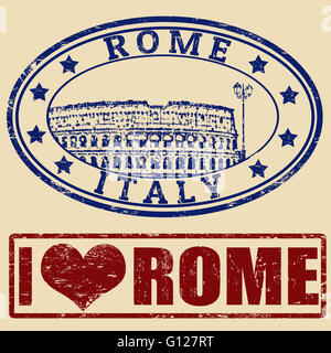 Set of grunge rubber stamps with Rome, vector illustration Stock Photo