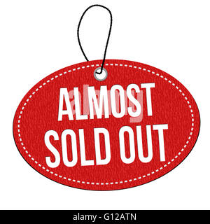 Almost sold out red leather label or price tag on white background, vector illustration Stock Photo