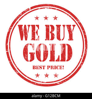 We buy gold grunge rubber stamp on white background, vector illustration Stock Photo
