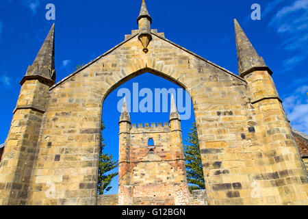 The convict-built church at Port Arthur Stock Photo