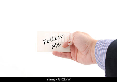 Follow me text concept isolated over white background Stock Photo