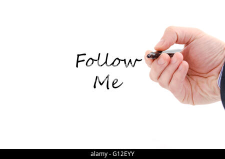 Follow me text concept isolated over white background Stock Photo