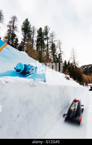 Europe, Switzerland, Graubunden, Engadine, St Moritz in winter, Celerina olympia bob run, cresta run Stock Photo