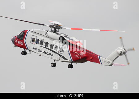 G-MCGL, a Sikorsky S-92A operated by Bristow Helicopters on behalf of HM Coastguard, at Prestwick International Airport. Stock Photo