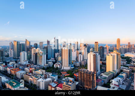 Eleveted, night view of Makati, the business district of Metro Manila. Stock Photo