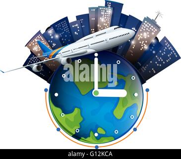 Plane travel around the world illustration Stock Vector