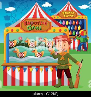 Game booths at the carnival illustration Stock Vector
