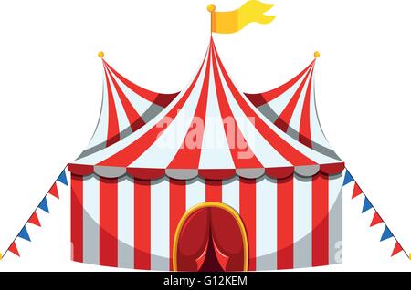 Circus tent in red and white striped illustration Stock Vector