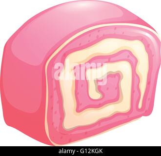 Strawberry swiss roll on white illustration Stock Vector