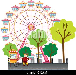 Man selling popcorn at the park illustration Stock Vector