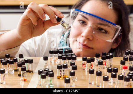 Researcher inspect different samples in the pharmaceutical laboratory Stock Photo