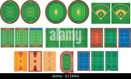 Sport courts and fields illustration Stock Vector