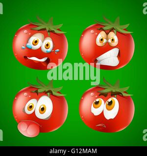 Fresh tomato with facial expression illustration Stock Vector