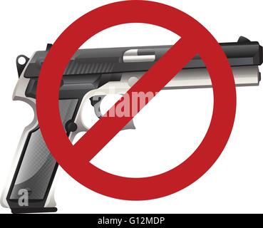 Gun control sign with firegun illustration Stock Vector