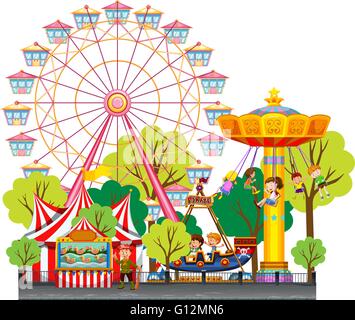 Children having fun at the circus illustration Stock Vector Image & Art ...