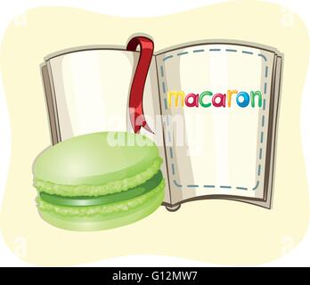 Green tea macaron and a book illustration Stock Vector