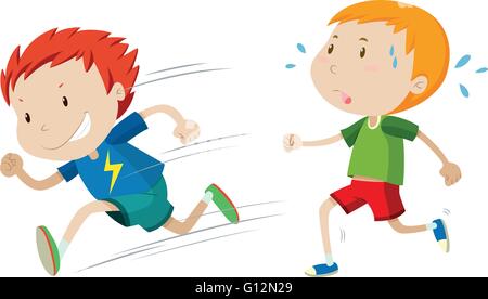 Boys running fast and slow illustration Stock Vector Image & Art - Alamy