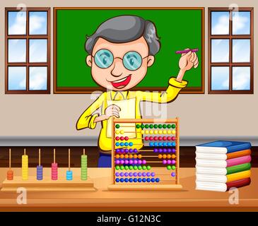 Math teacher in the classroom illustration Stock Vector