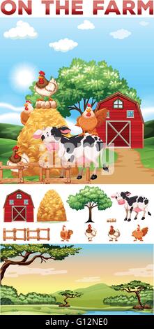 Farm animals living in the farm illustration Stock Vector Image & Art ...