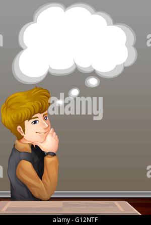 Businessman thinking and thought bubble illustration Stock Vector