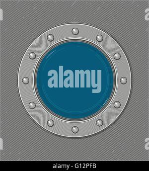 Submarine window or porthole in engraving style Stock Vector