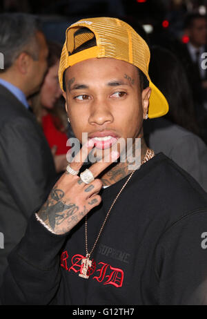 Celebrities attend BARBERSHOP: THE NEXT CUT premiere at TCL Chinese Theatre in Hollywood.  Featuring: Tyga Where: Los Angeles, California, United States When: 06 Apr 2016 Stock Photo