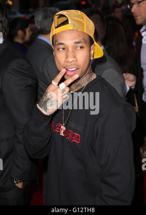 Celebrities attend BARBERSHOP: THE NEXT CUT premiere at TCL Chinese Theatre in Hollywood.  Featuring: Tyga Where: Los Angeles, California, United States When: 06 Apr 2016 Stock Photo