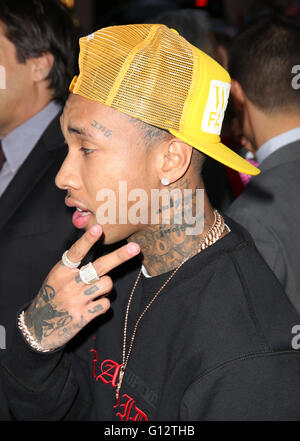 Celebrities attend BARBERSHOP: THE NEXT CUT premiere at TCL Chinese Theatre in Hollywood.  Featuring: Tyga Where: Los Angeles, California, United States When: 06 Apr 2016 Stock Photo