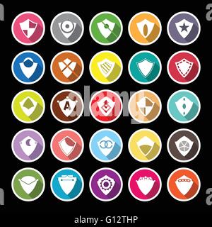 Design shield flat icons with long shadow, stock vector Stock Vector
