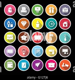 Art and creation flat icons with long shadow, stock vector Stock Vector