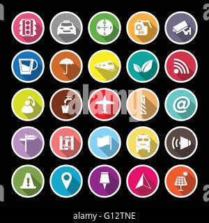 Map sign flat icons with long shadow, stock vector Stock Vector