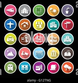 Real estate flat icons with long shadow, stock vector Stock Vector