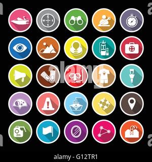 Waterway related flat icons with long shadow, stock vector Stock Vector