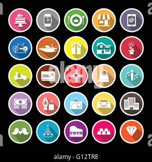 Birthday gift flat icons with long shadow, stock vector Stock Vector