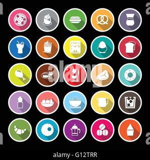 Easy meal flat icons with long shadow, stock vector Stock Vector