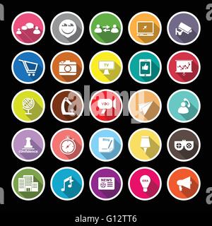 Media marketing flat icons with long shadow,  stock vector Stock Vector