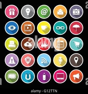 Internet website flat icons with long shadow, stock vector Stock Vector