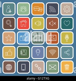 Chat line flat icons on blue background, stock vector Stock Vector