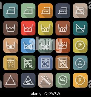 Laundry line flat icons with long shadow, stock vector Stock Vector