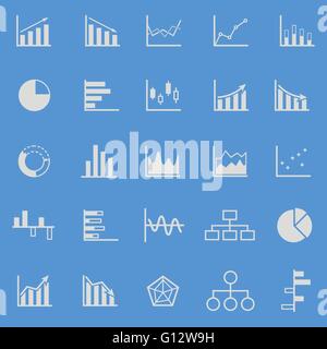 Graph color icons on blue background, stock vector Stock Vector