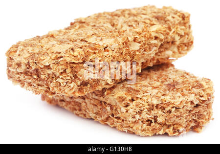 Cookies made of oats over white background Stock Photo