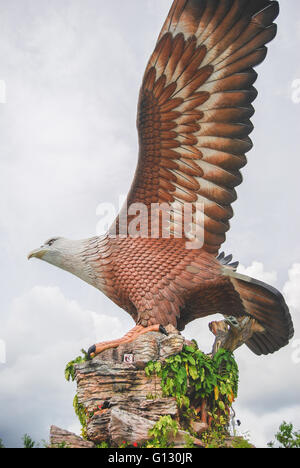 Eagle Square in Kuah, Langkawi. The word langkawi is old Malay for brown eagle, and the staue is a symbol of the Island Stock Photo
