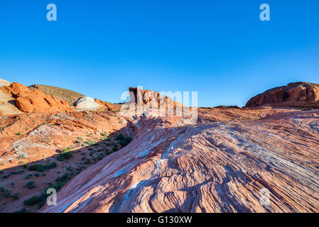 Colorful rock formations, desert landscape. Valley of Fire State Park, Nevada. Stock Photo