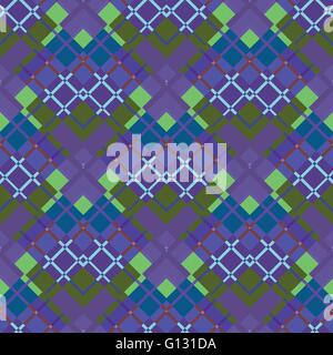 Violet-green plaid fabric Stock Vector