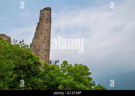 Torre di Bell Alda - Tower of the Beautiful Alda at Sacra di San Michele (Saint Michael's Abbey),religious complex in Piedmont Stock Photo