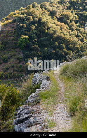 Hiking Path, trail in andalusian mountains, Andalusia, Spain. Stock Photo