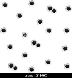 Bullet holes on a white background. Stock Vector