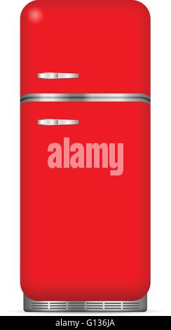 Classic fridge on a white background. Vector illustration. Stock Vector