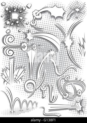 Vector Collection of comic speech sound and action effects isolated on white background Stock Vector