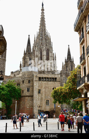 Cathedral of the Holy Cross and Saint Eulalia. Barcelona, Catalonia, Spain, Europe Stock Photo